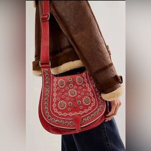 NWT Free People Some Like It Studded Bag - Red